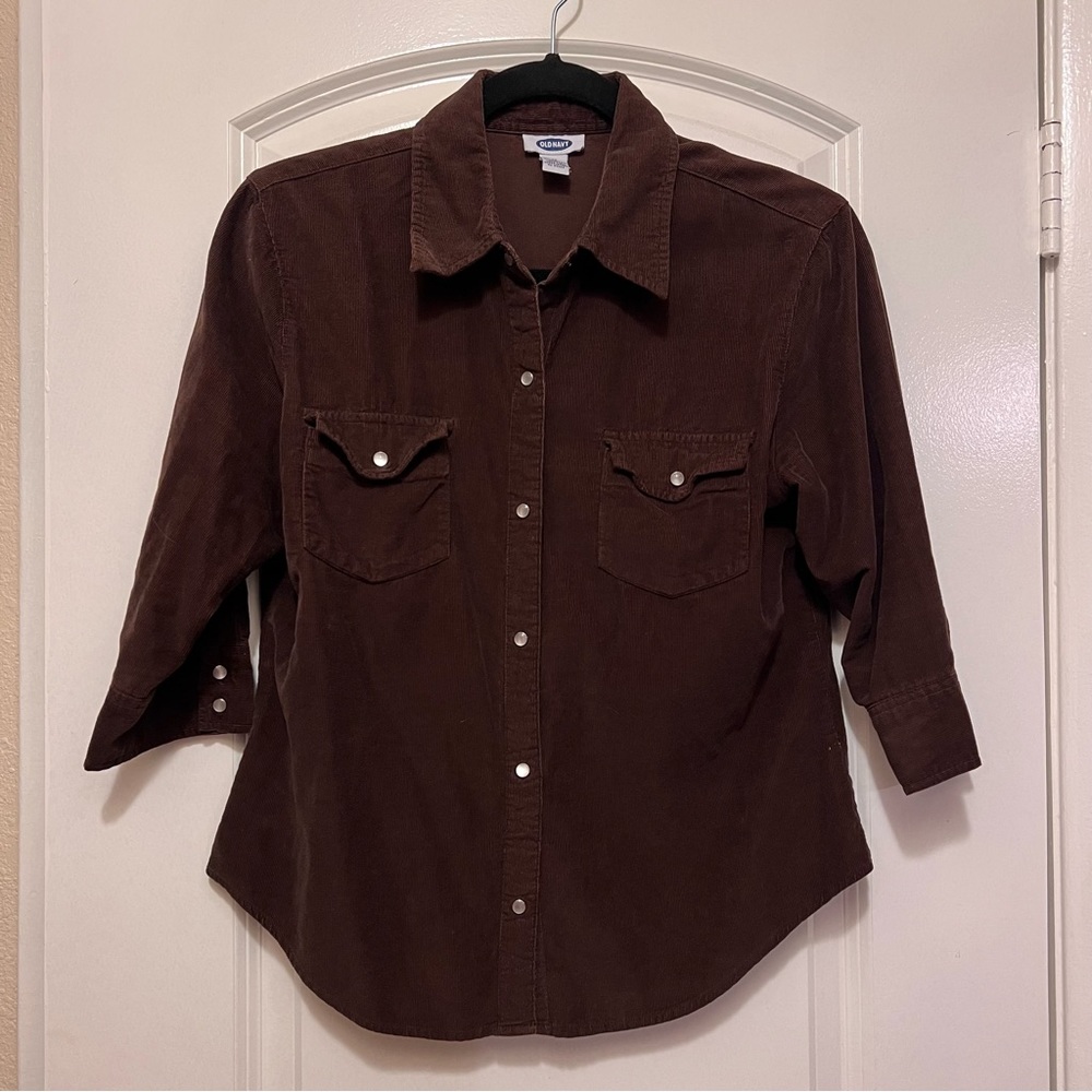 Old Navy Dark Brown Button-up Corduroy Shirt